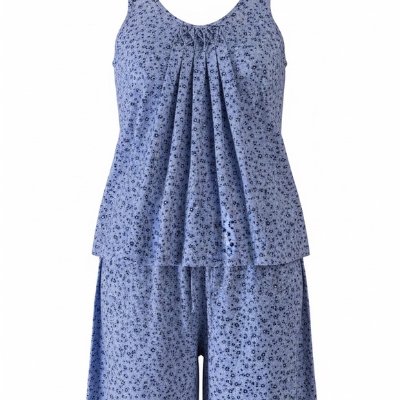 Liz Claiborne Other - Liz Claiborne Purple Floral Pleated Tank & Shorts Pajama Set